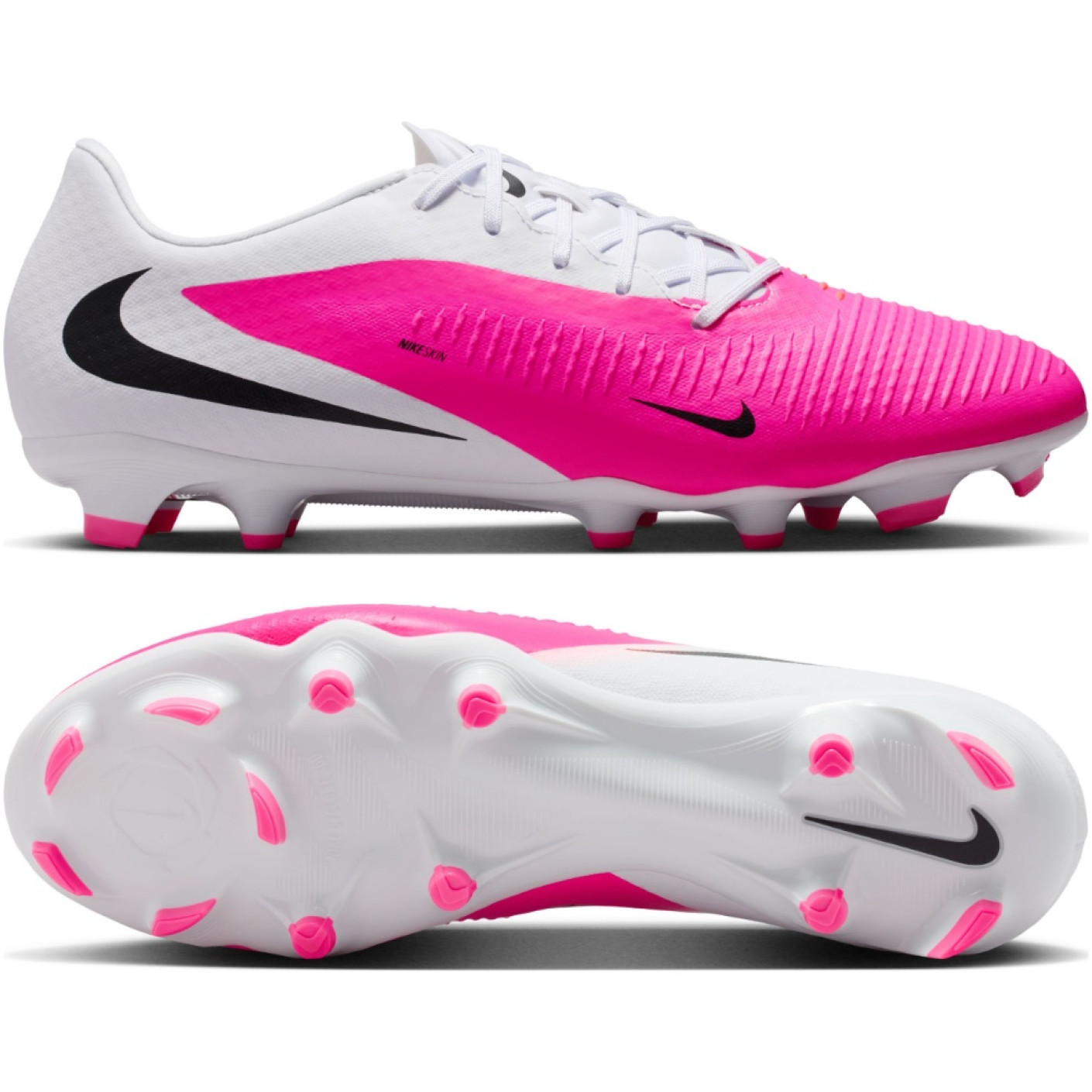 Nike Phantom 6 Low Academy Gras / Kunstgras Voetbalschoenen (MG) Wit Felroze Zwart