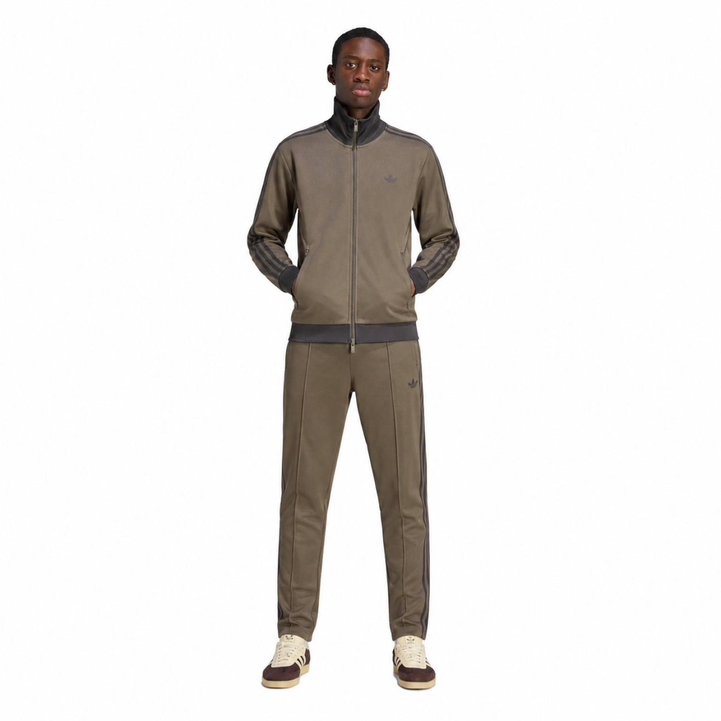 adidas Classic Trainingspak Full-Zip Donkerbruin Donkergrijs