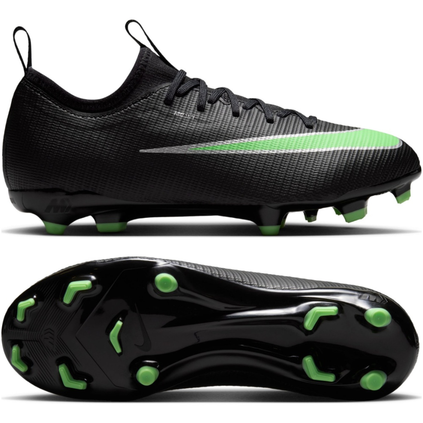Nike Mercurial Vapor 17 Academy Grass/Artificial Grass Football Boots (MG) Kids Black Bright Green Silver Grey