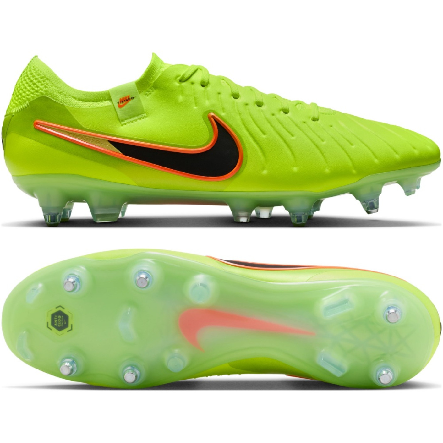 Nike Tiempo Legend 10 Elite Iron Stud Football Boots (SG) Anti-Clog Neon Yellow Black Orange