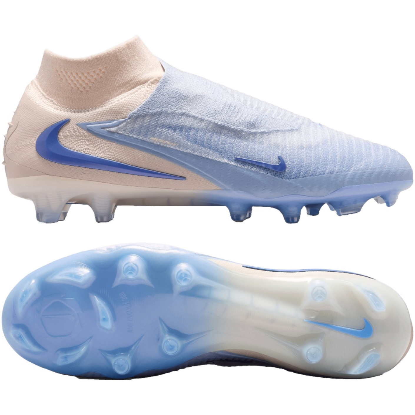 Nike Phantom 6 High LV8 Elite Gras Voetbalschoenen (FG) Gebroken Wit Lichtblauw Blauw