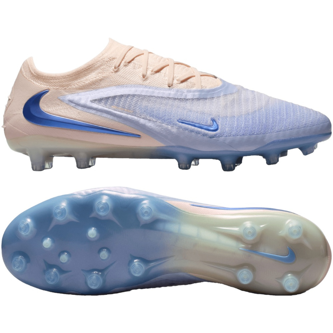 Nike Phantom 6 Low LV8 Elite Kunstgras Voetbalschoenen (AG) Gebroken Wit Lichtblauw Blauw