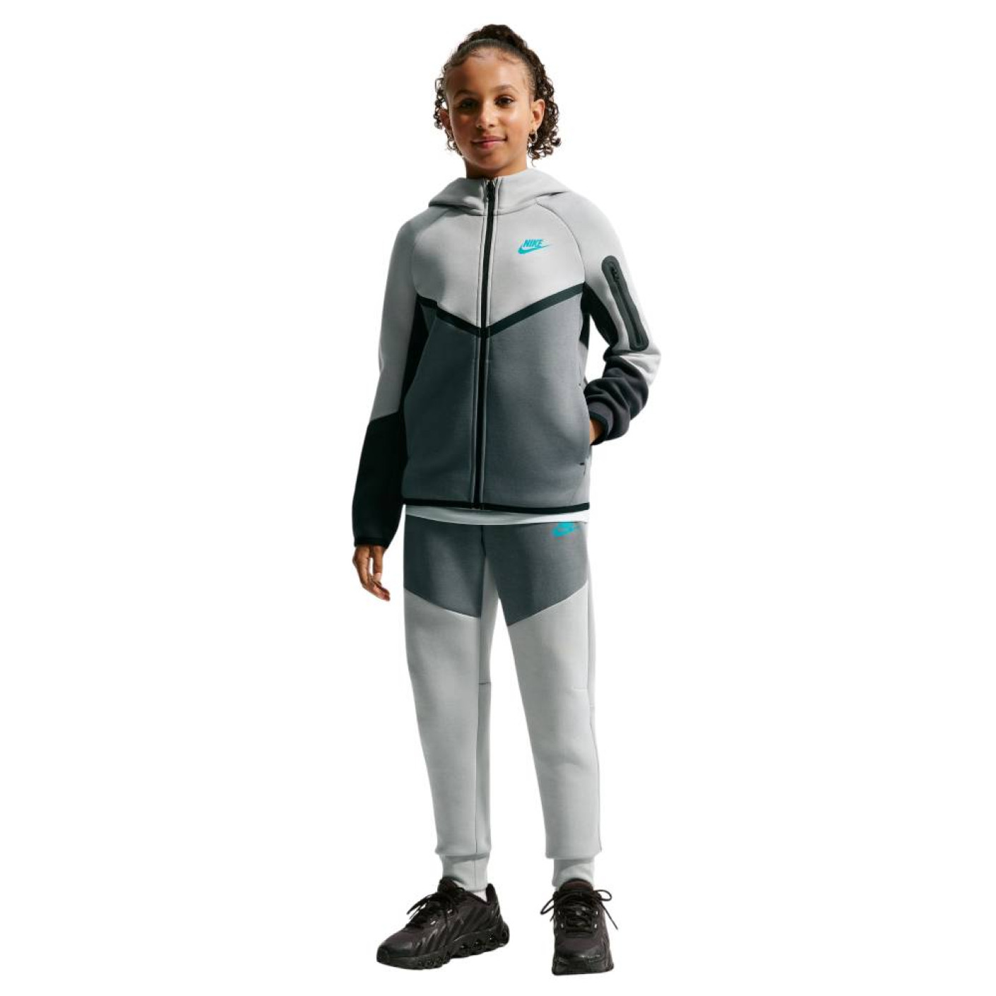Nike Tech Fleece Sportswear Tracksuit Kids Grey Dark Grey Black Light Blue