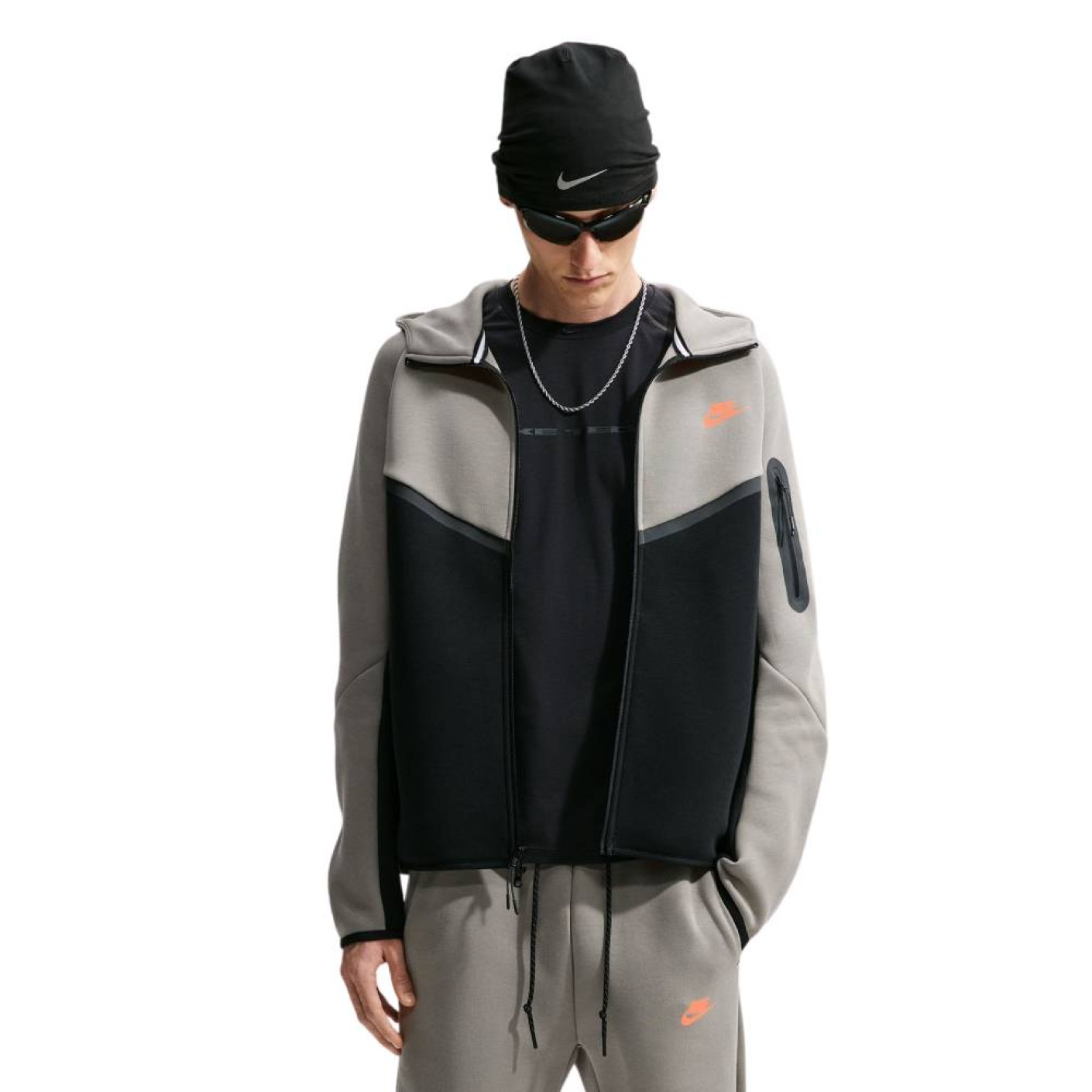 Nike Tech Fleece Sportswear Vest Dark Grey Black Orange