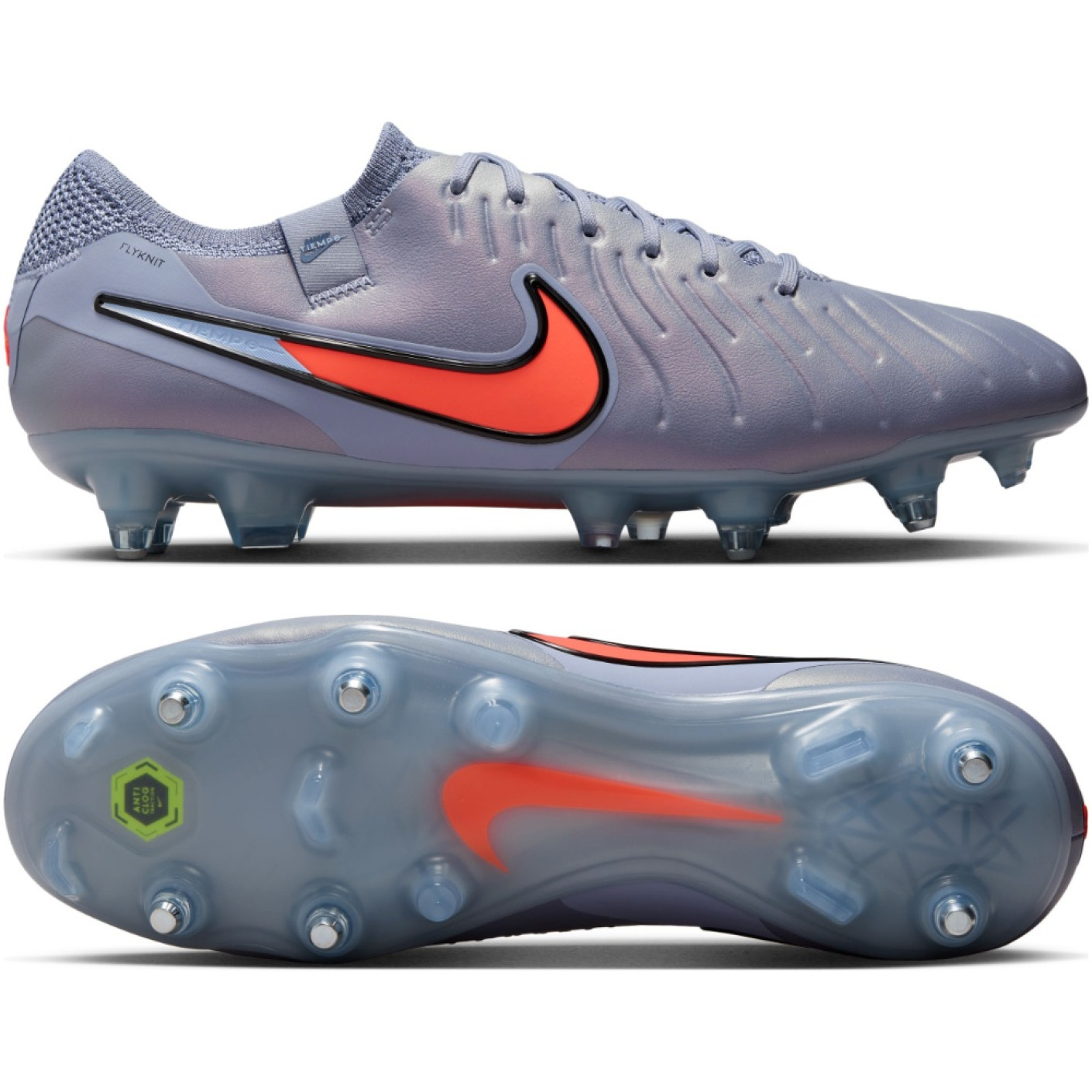 Nike Tiempo Legend 10 Elite Iron-Nop Football Boots (SG) Anti-Clog Light Blue Bright Red Black