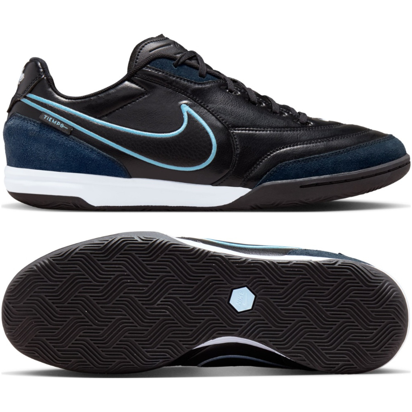 Nike Tiempo Street Gato Straatvoetbalschoenen Zwart Obsidian Lichtblauw