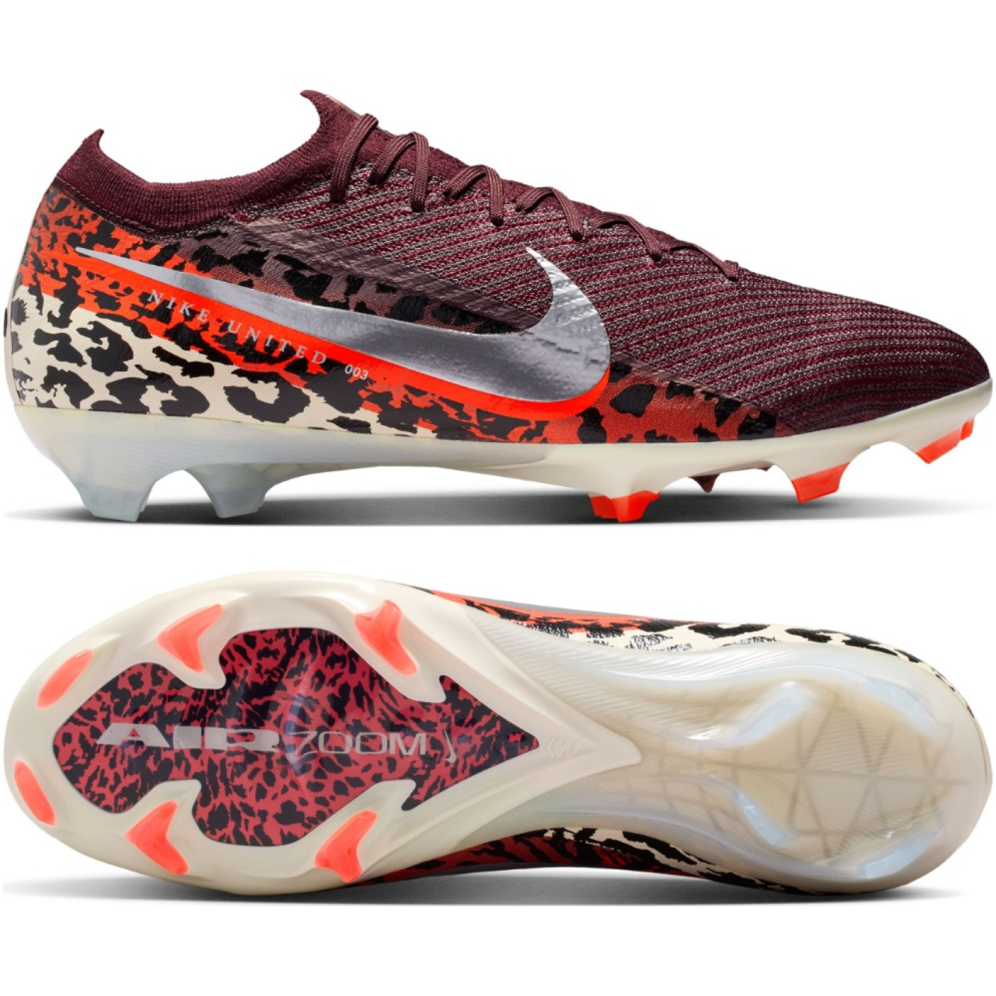 Nike Zoom Mercurial Vapor 16 Elite Gras Voetbalschoenen (FG) Bordeauxrood Zilver Oranje