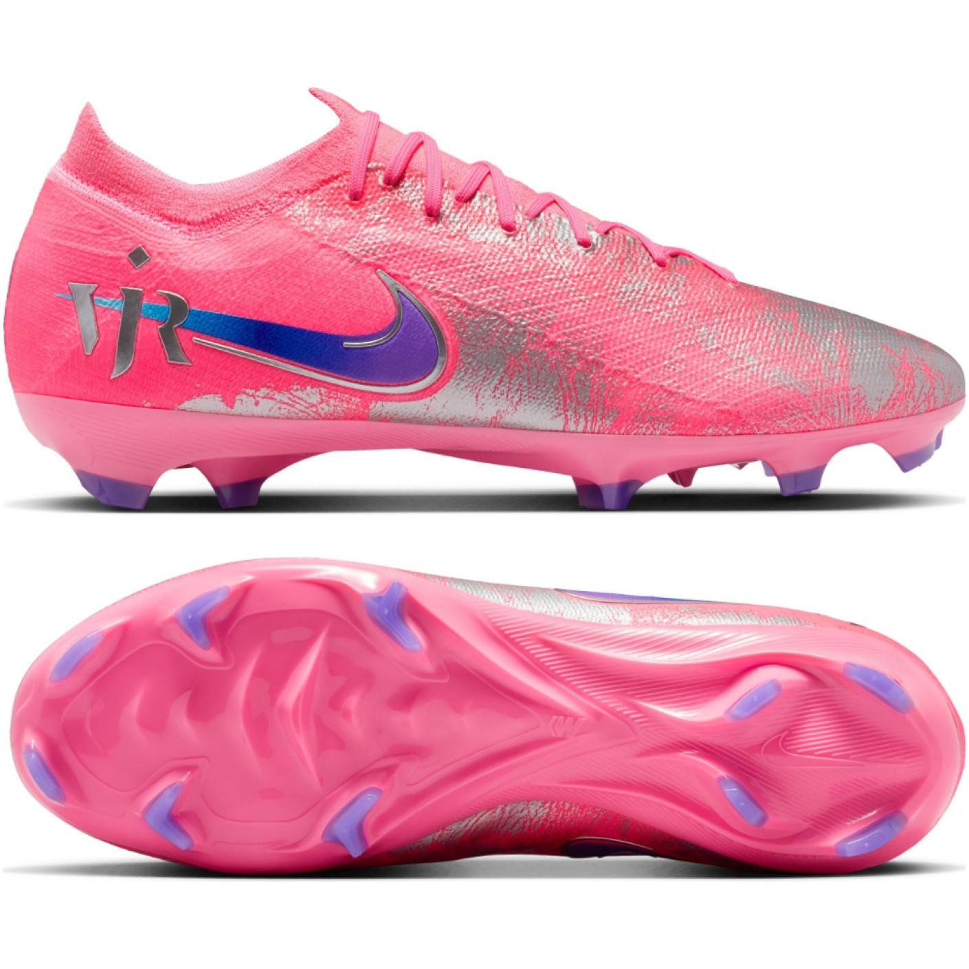 Nike Zoom Mercurial Vapor 16 Vinicius Júnior Pro Gras Voetbalschoenen (FG) Felroze Paars Zilver