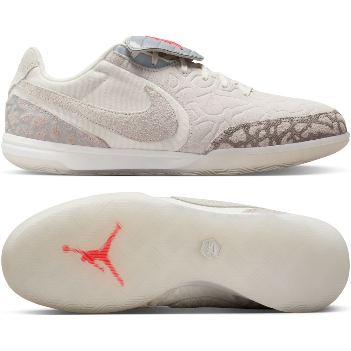 Nike Jordan Tiempo Streetgato SE Street Football Boots Beige Silver Bright Red