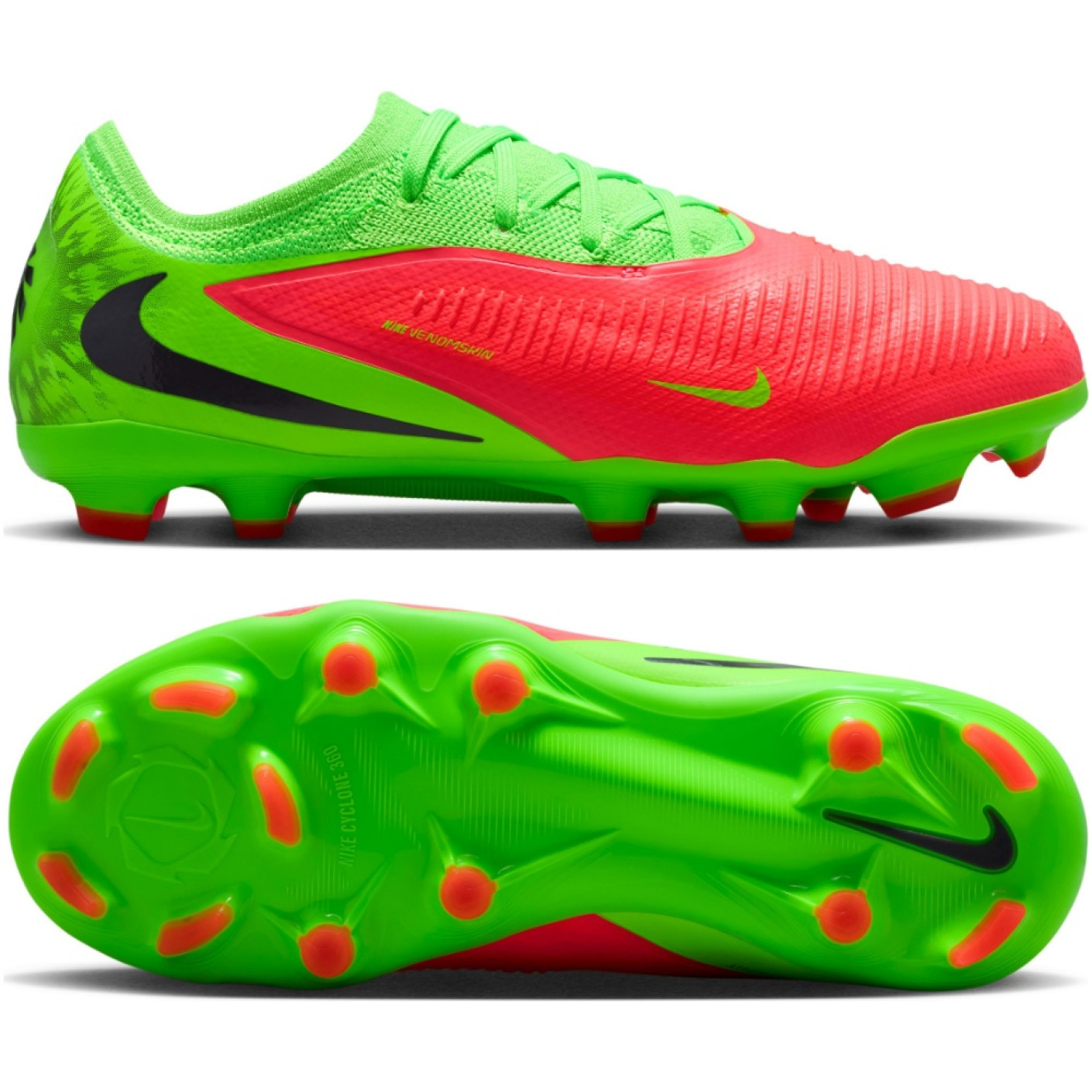 Nike Phantom 6 Low Haaland Pro Grass/Artificial Grass Football Boots (MG) Kids Bright Green Red Black