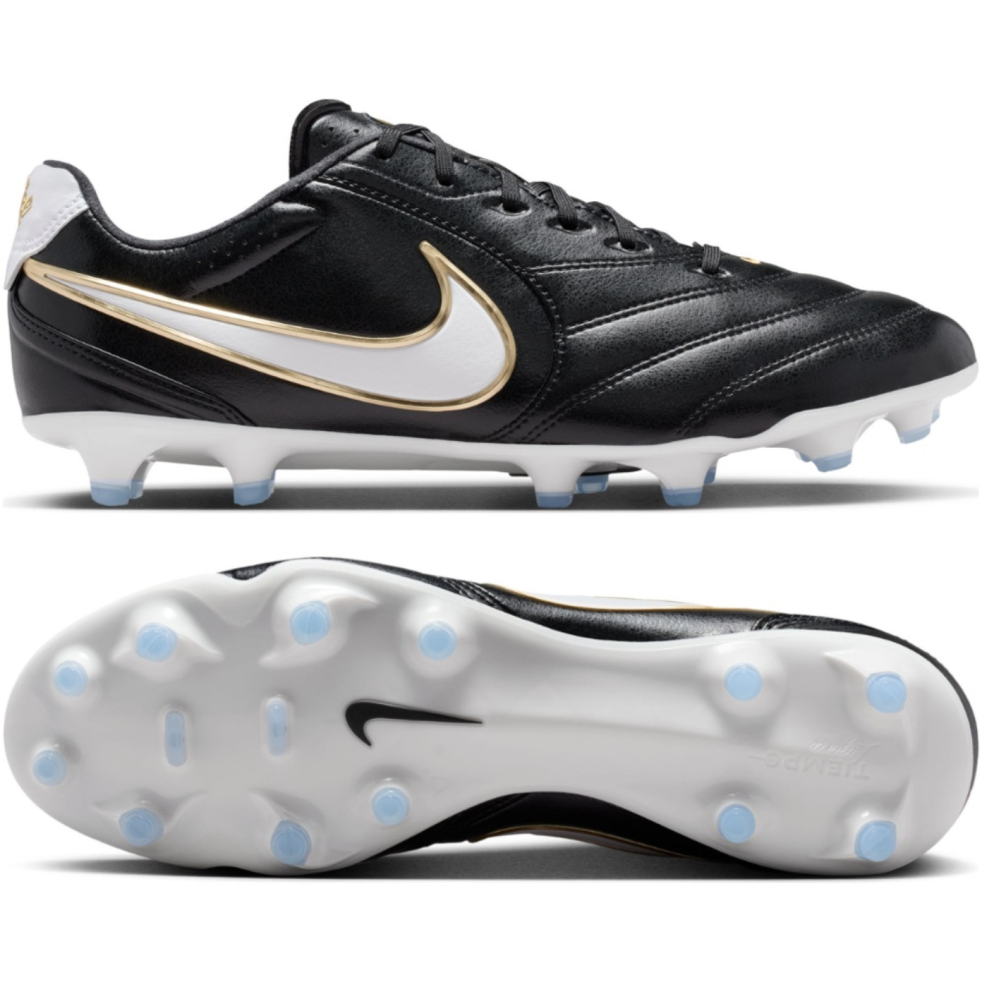 Nike Tiempo Ligera Pro Gras Football Boots (FG) Black White Gold
