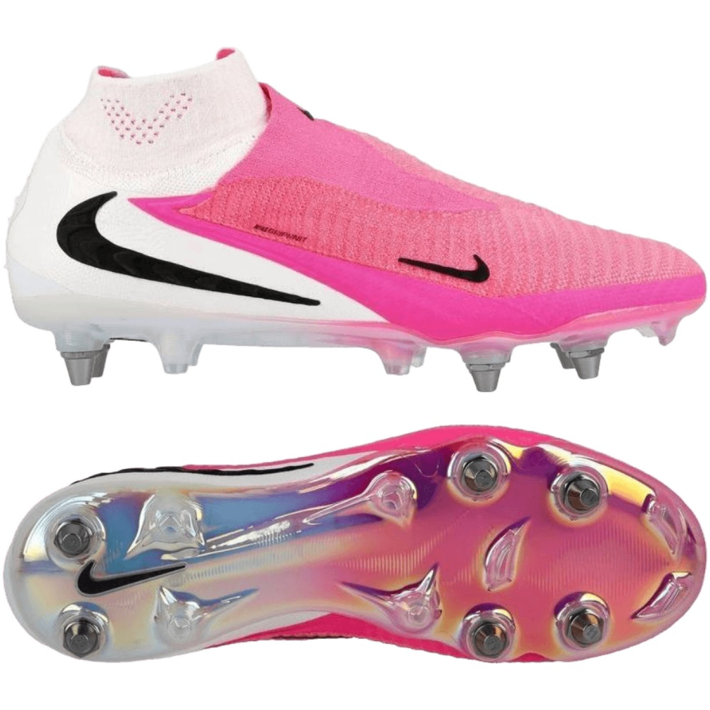 Nike Phantom 6 High Elite Iron Stud Football Boots (SG) White Hot Pink Black