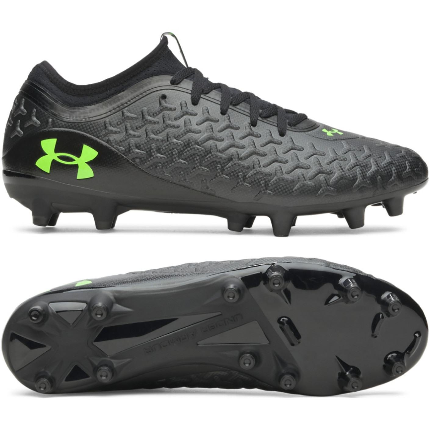 Under Armour Magnetico Select 6 Grass Football Boots (FG) Black Metallic Black Neon Green