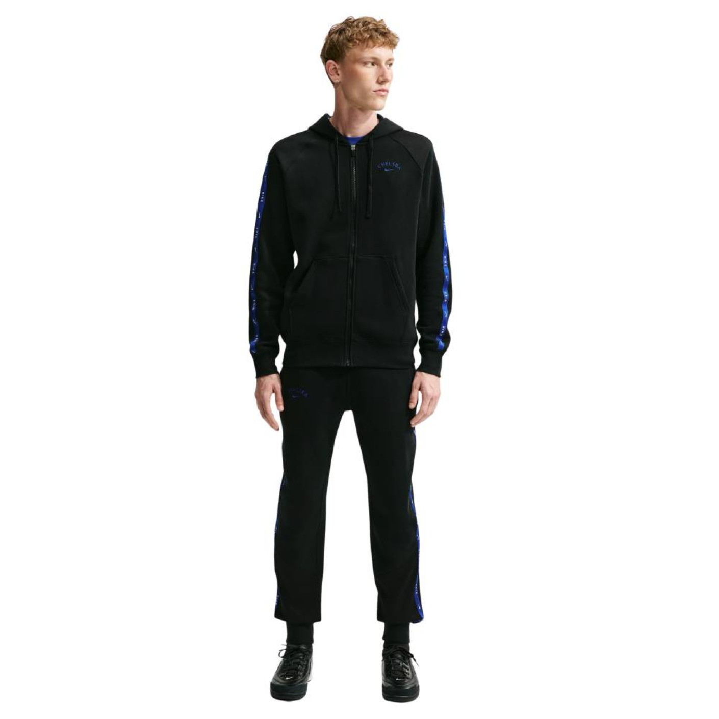 Nike Chelsea City Side Fleece Tracksuit Hooded 2026-2027 Black Dark Blue