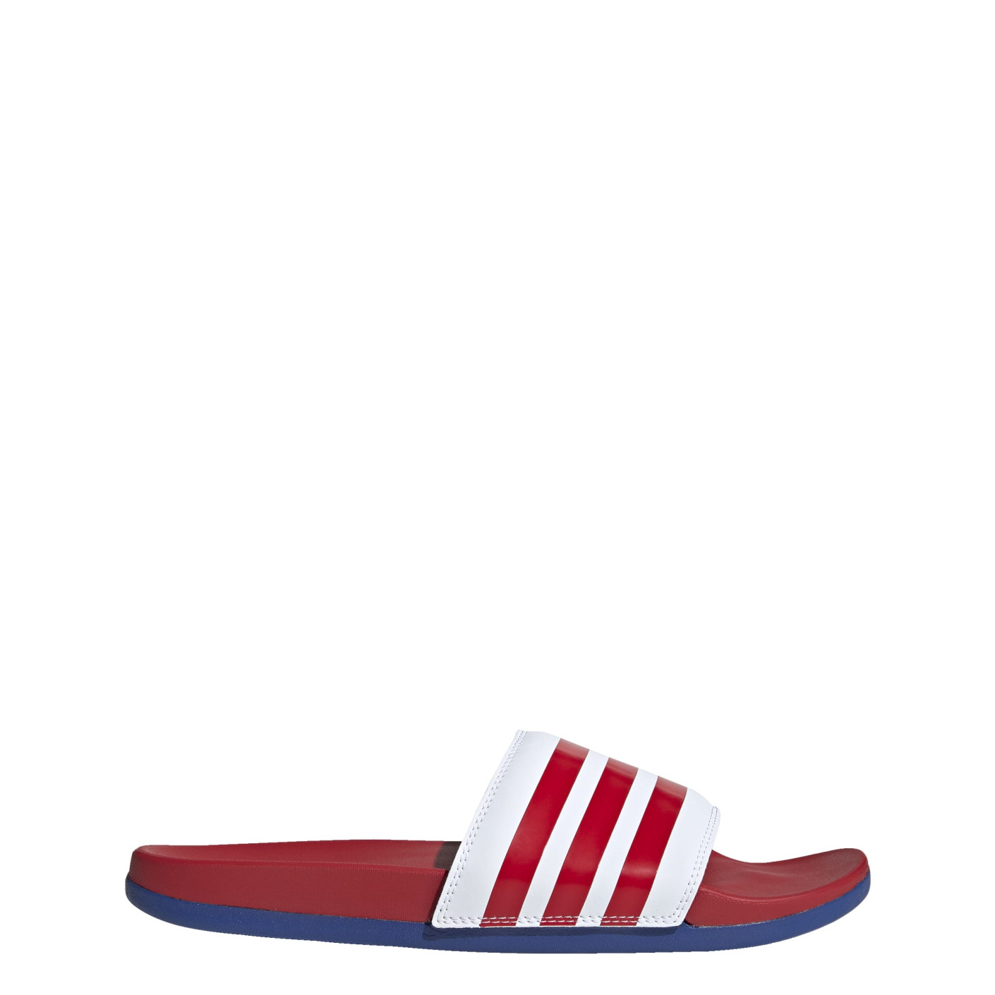 adidas Adilette Cloudfoam Plus Stripes Badslippers Rood Wit Blauw