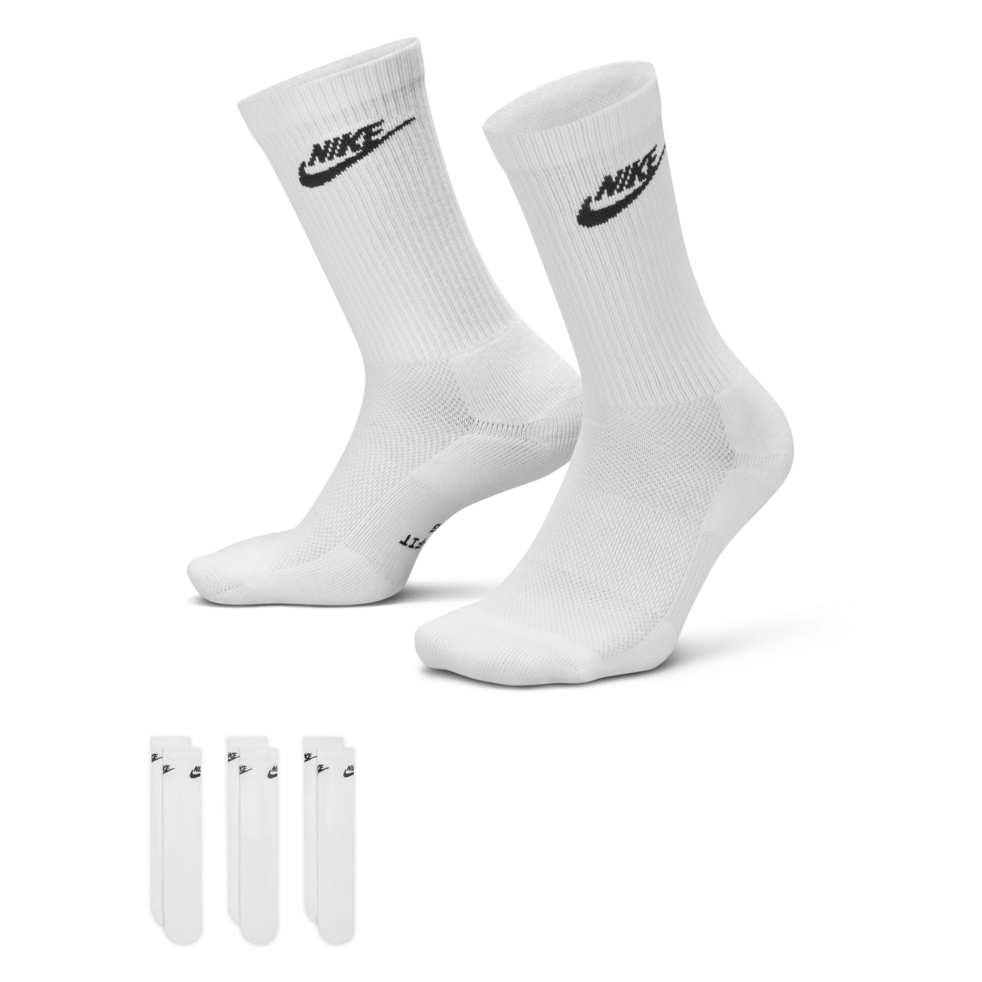 Nike Everyday Elevated Crew Socks 3-Pack White Black