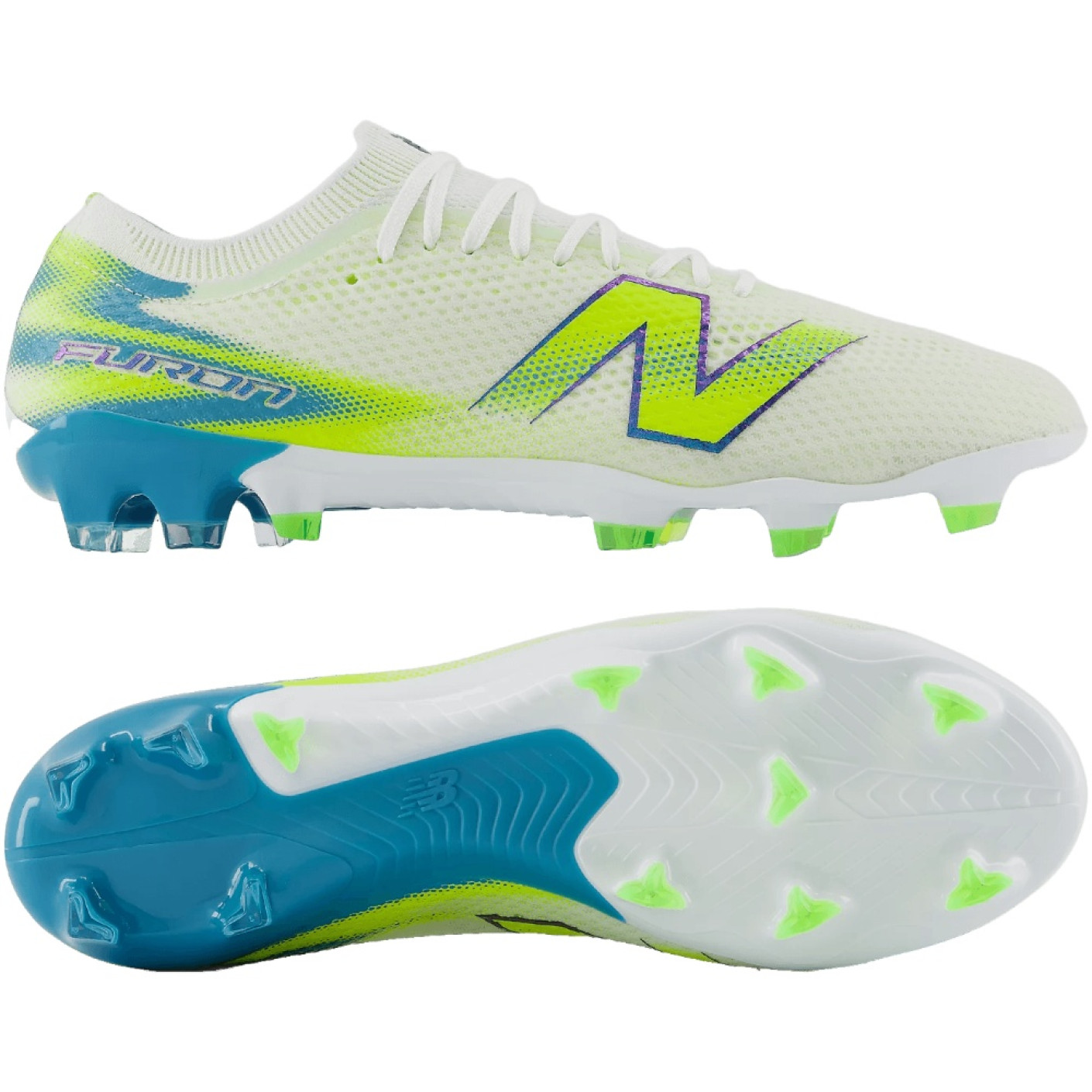 New Balance Furon V9 Pro Gras Football Boots (FG) White Yellow Blue