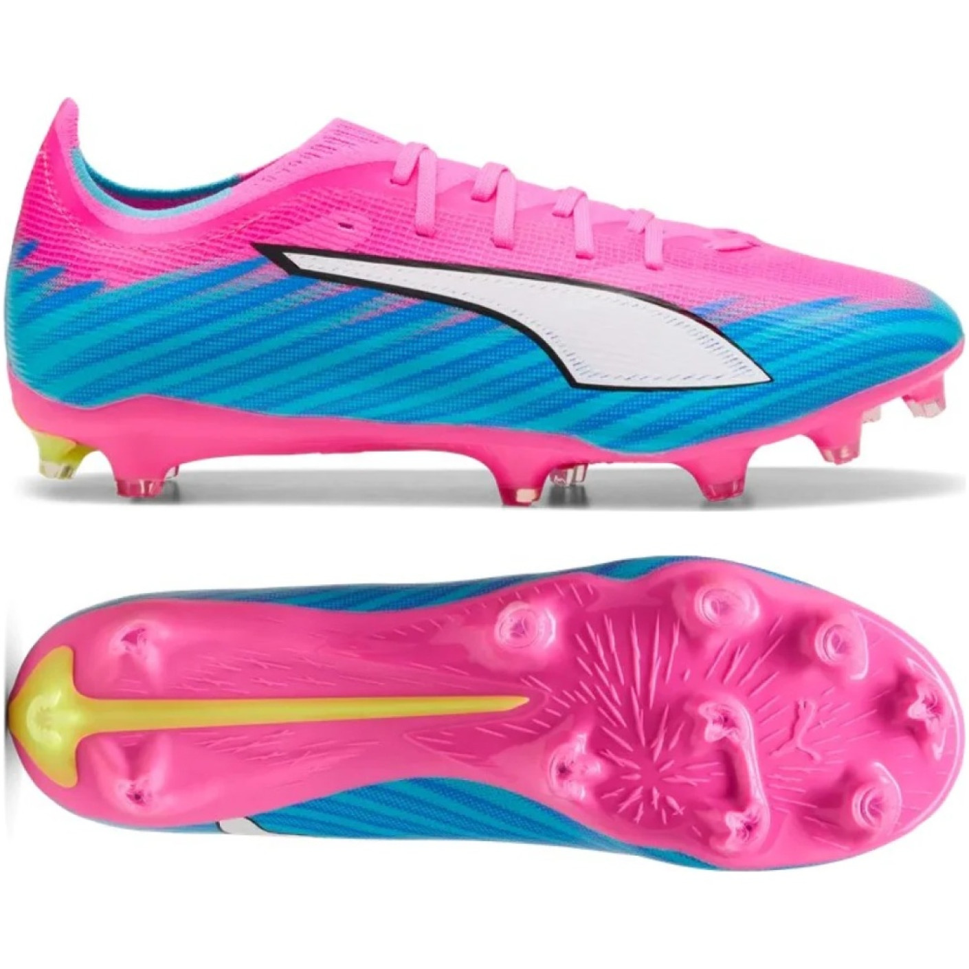 PUMA Ultra 6 Pro Gras / Kunstgras Voetbalschoenen (MG) Felroze Blauw Geel