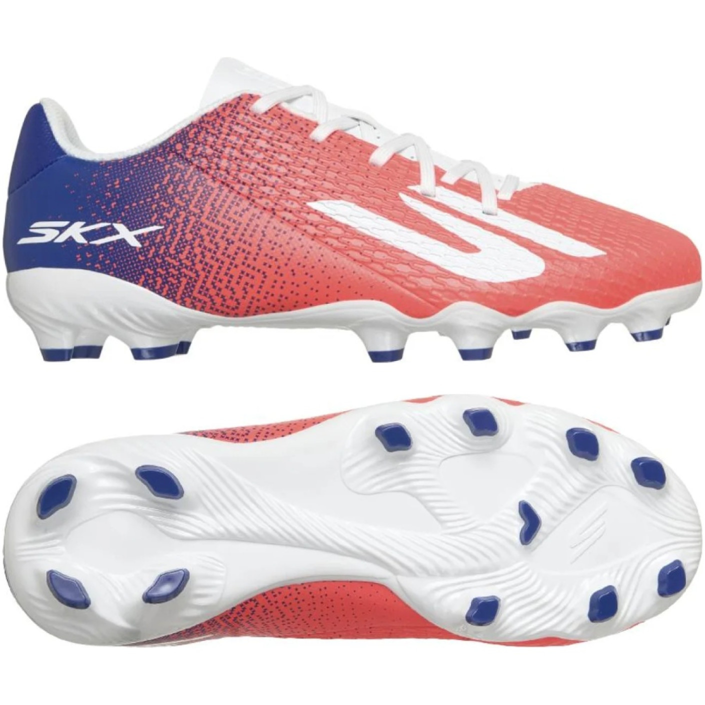 Skechers Razor 2 Academy Gras Voetbalschoenen (FG) Wit Felrood Blauw Roze