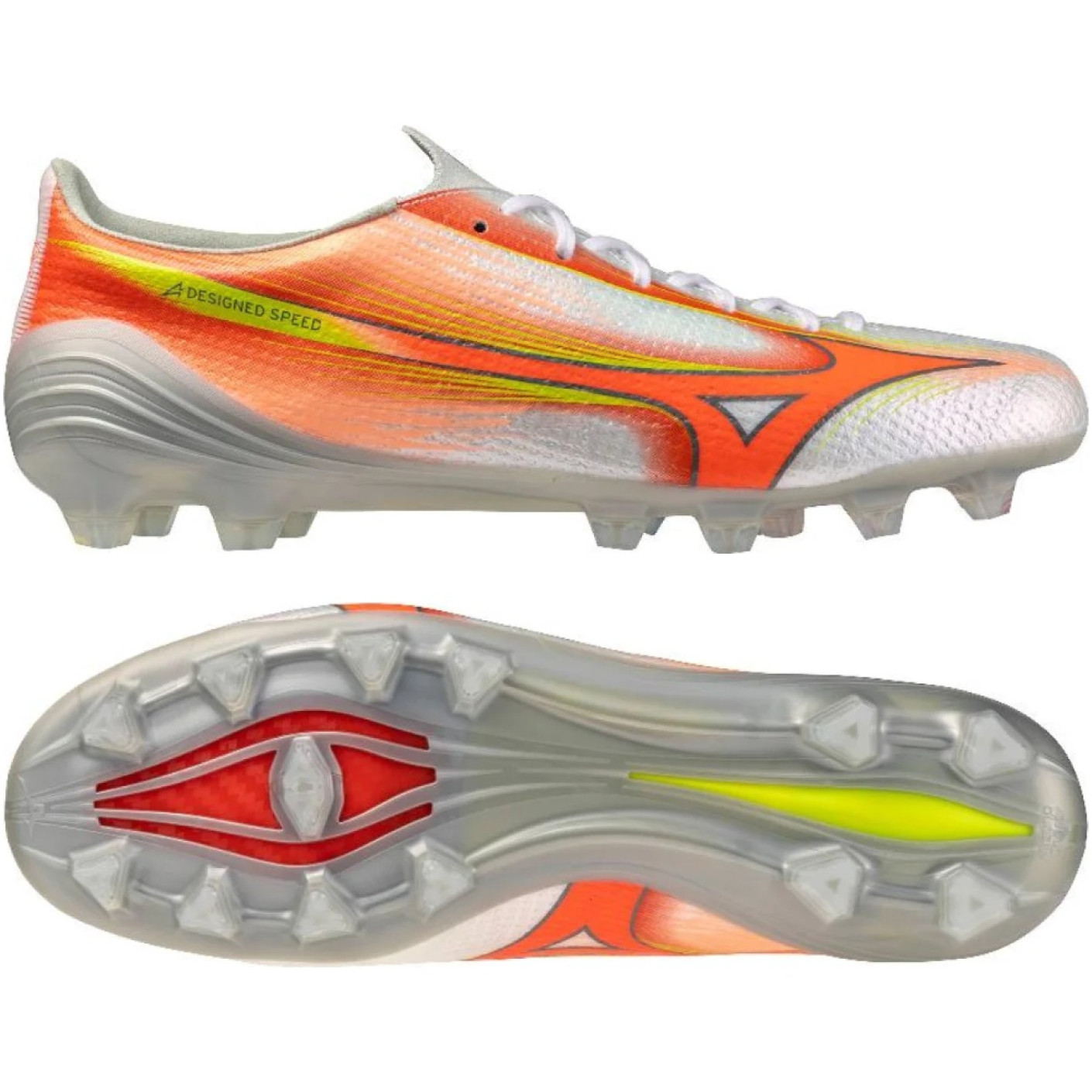 Mizuno Alpha III Elite Gras Football Boots (FG) White Orange Lime