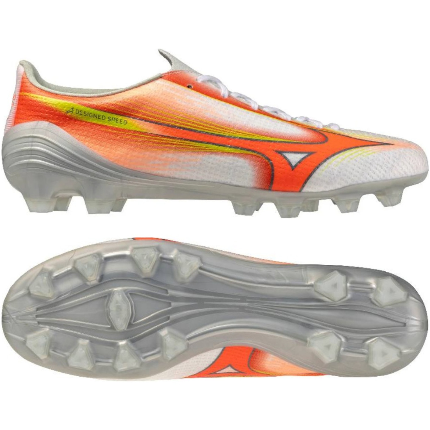 Mizuno Alpha III Pro Gras Football Boots (FG) White Orange Lime