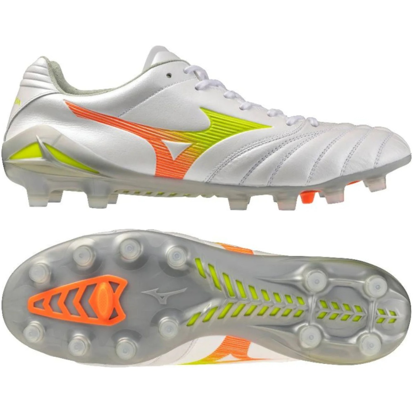 Mizuno Monarcida Neo III Elite Gras Football Boots (FG) White Lime Orange