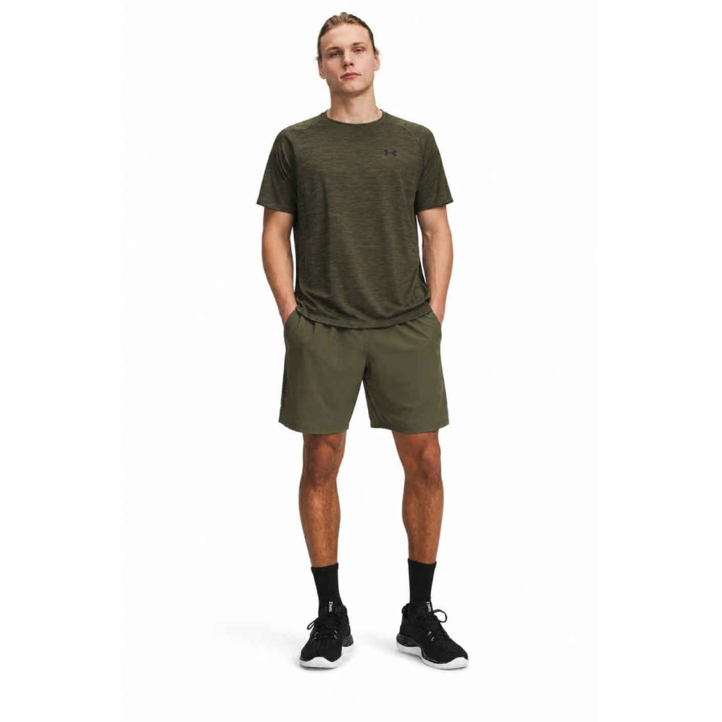 Under Armour Tech Textured Woven Trainingsset Olijfgroen Zwart