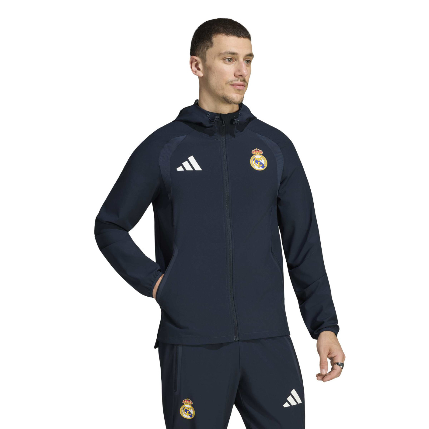 adidas Real Madrid Tiro Travel Training Jacket 2026-2027 Dark Blue White