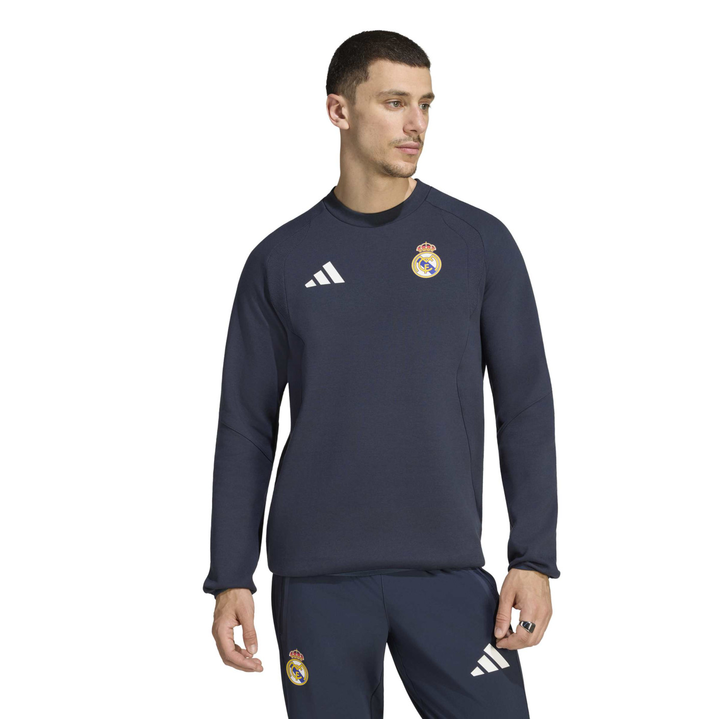 adidas Real Madrid Tiro Travel Crew Sweater 2026-2027 Donkerblauw Wit