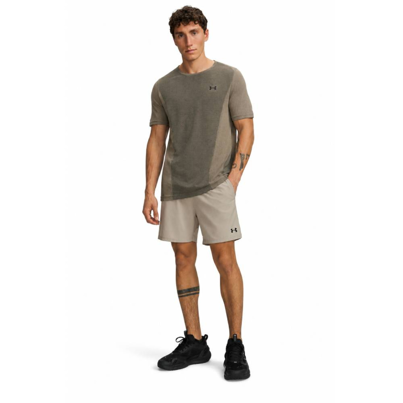 Under Armour Vanish Woven Seamless Trainingsset Bruin Donkergroen Zwart