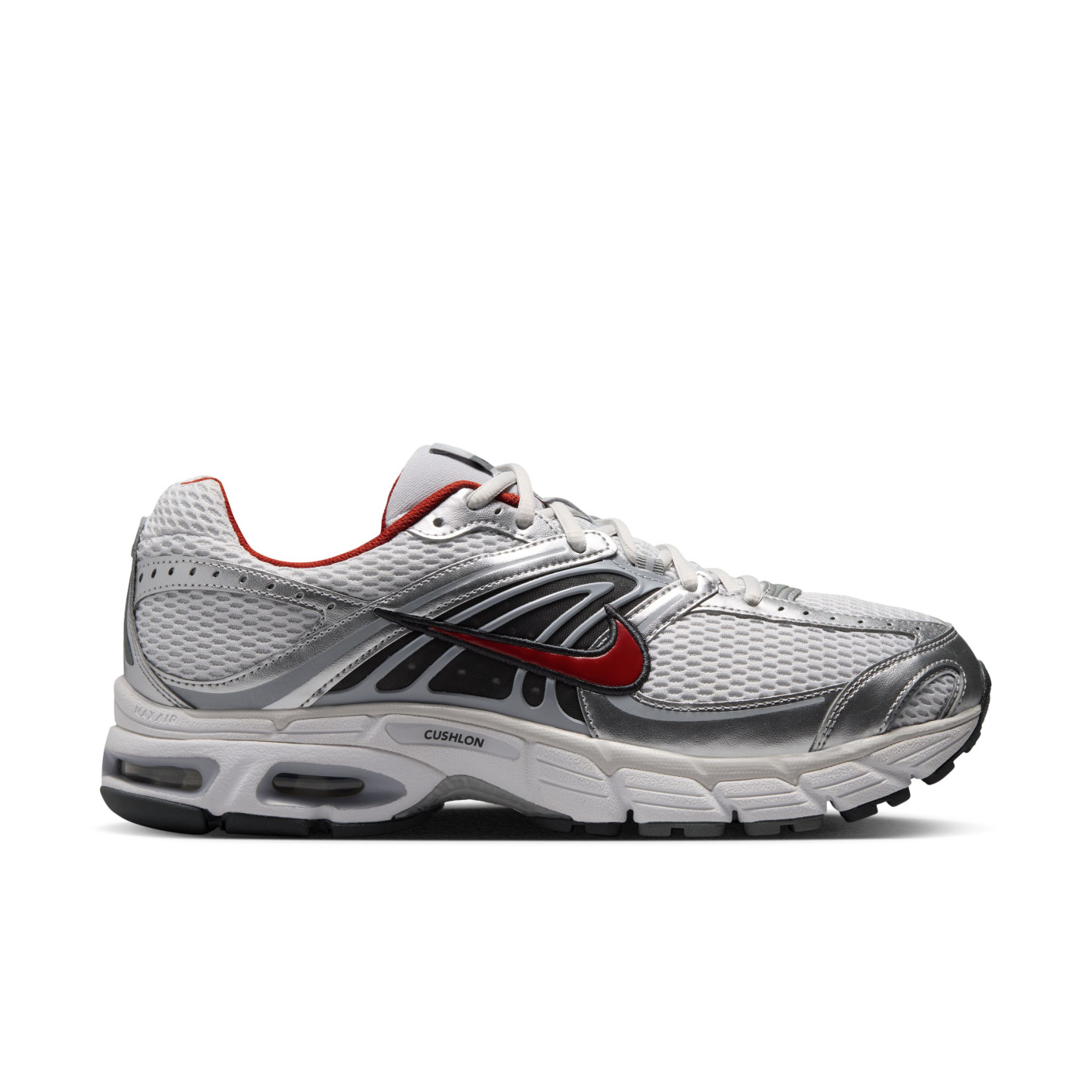 Nike Air Max Moto 2K Sneakers Light Grey Red Metallic Silver Black