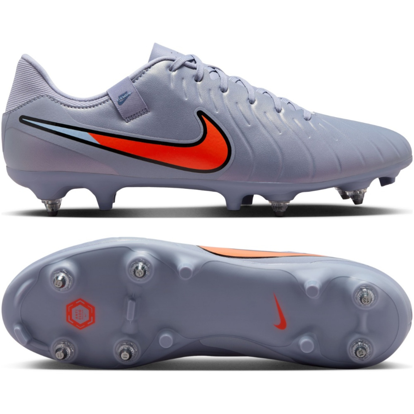 Nike Tiempo Legend 10 Academy IJzeren-Nop Voetbalschoenen (SG) Anti-Clog Lichtblauw Felrood Zwart