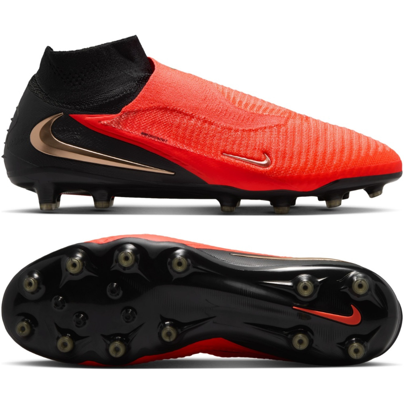 Nike Phantom 6 High Elite Artificial Grass Football Boots (AG) Black Bright Red Gold