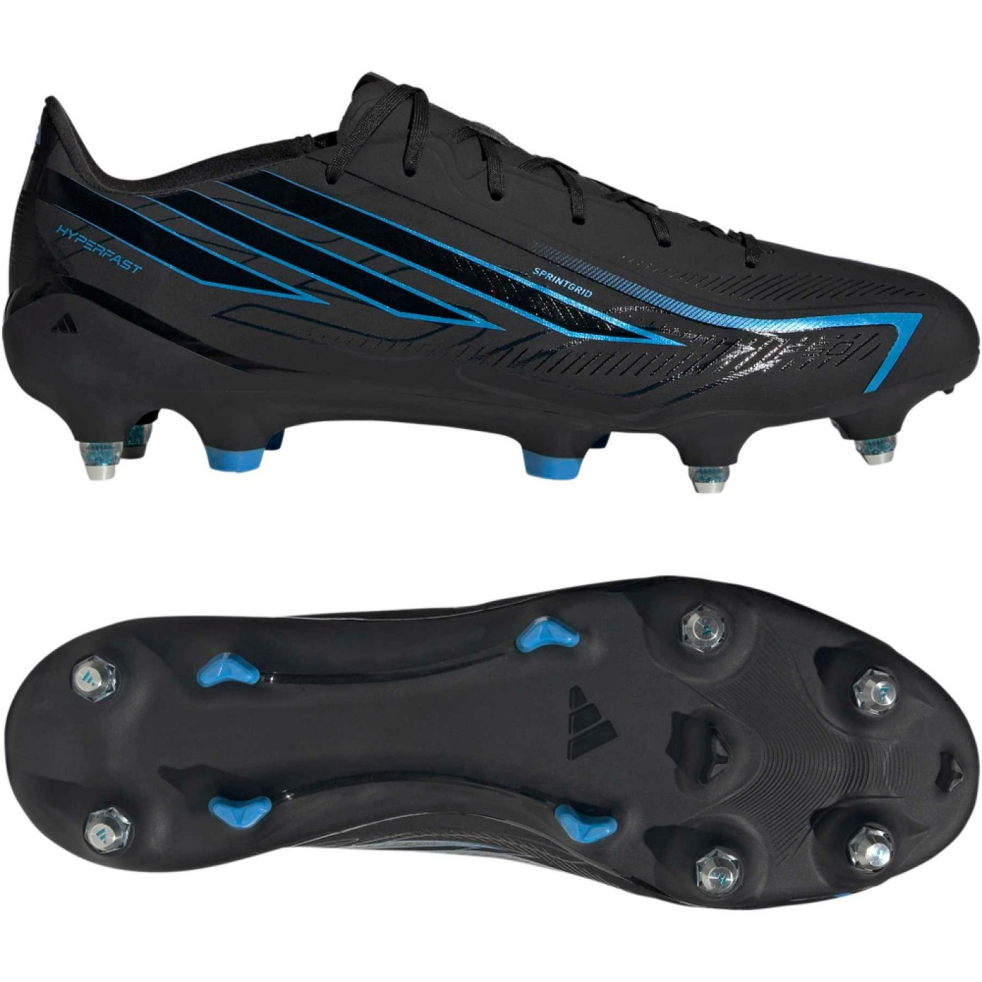 adidas F50 Hyperfast League IJzeren-Nop Voetbalschoenen (SG) Zwart Zwart Blauw