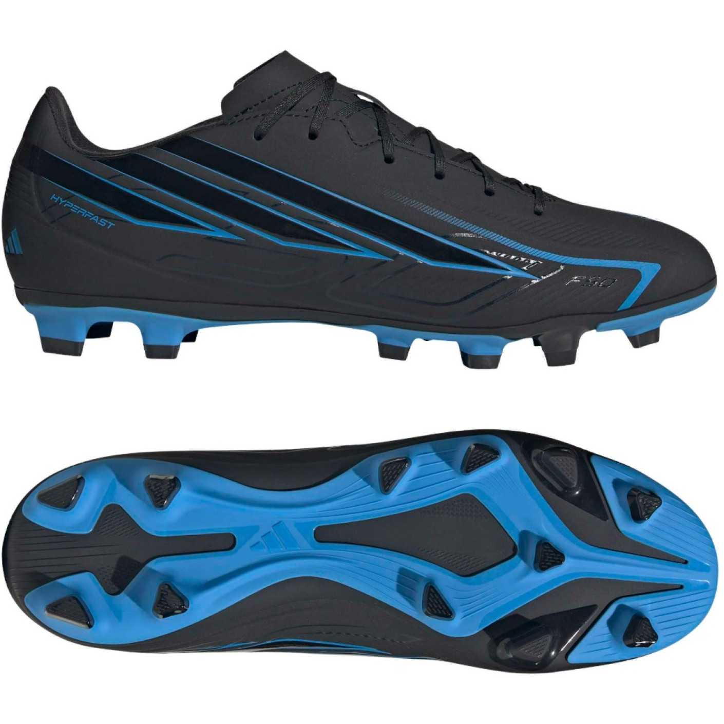 adidas F50 Hyperfast Club Grass/Artificial Grass Football Boots (MG) Black Black Blue