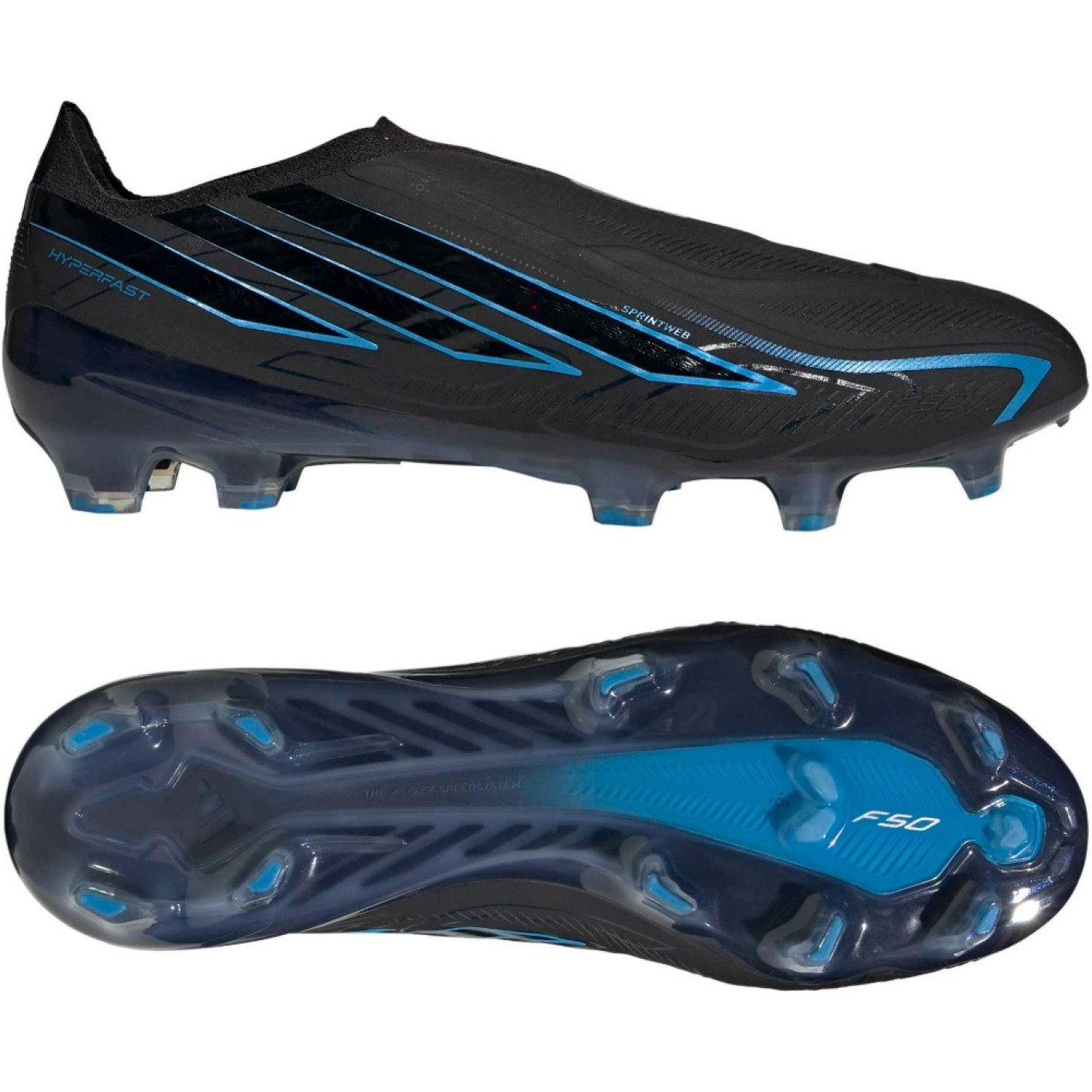 adidas F50 Hyperfast Elite Veterloze Gras Voetbalschoenen (FG) Zwart Zwart Blauw