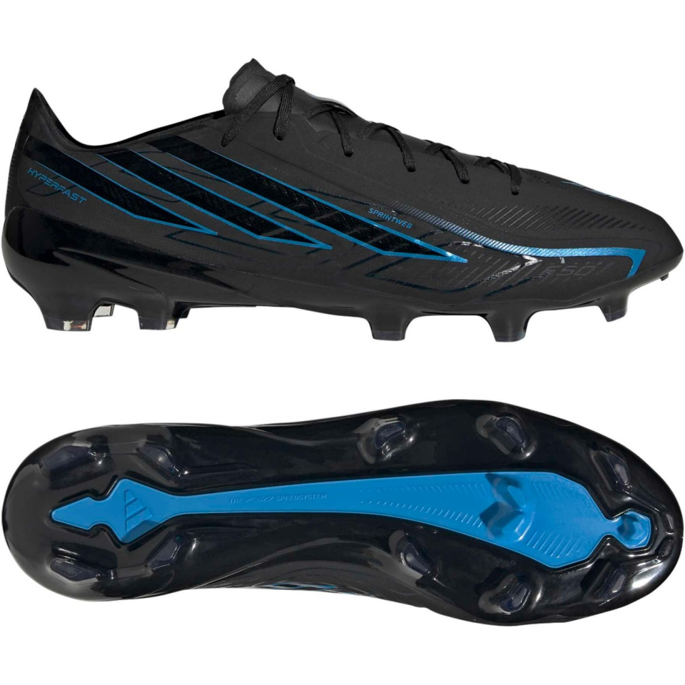 adidas F50 Hyperfast Pro Gras Voetbalschoenen (FG) Zwart Zwart Blauw