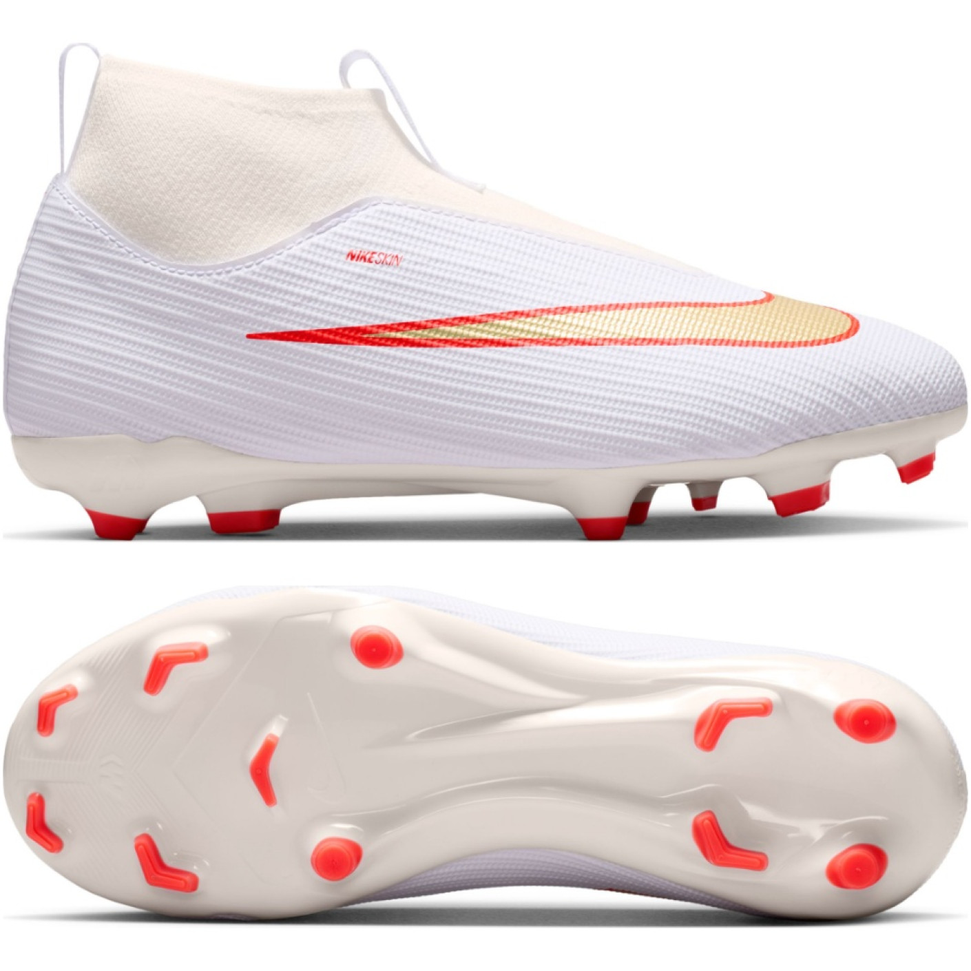 Nike Mercurial Superfly 11 Academy Grass/Artificial Grass Football Boots (MG) Kids White Bright Red Gold