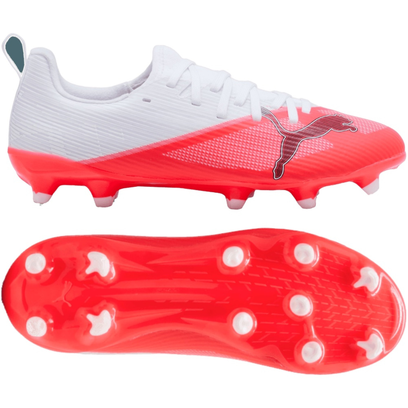 PUMA Ultra 7 Match Grass/Artificial Grass Football Boots (MG) Kids White Bright Red Black