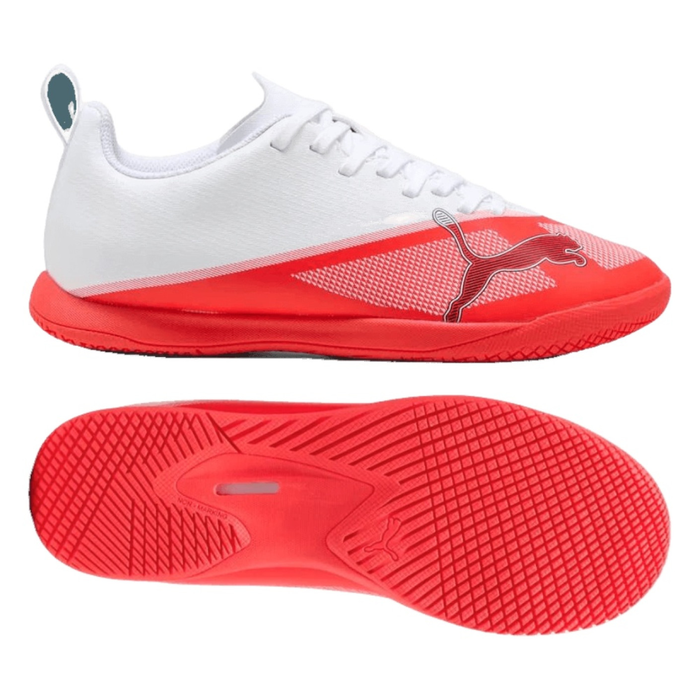 PUMA Ultra 7 Play Indoor Football Boots (IN) Kids White Bright Red Black