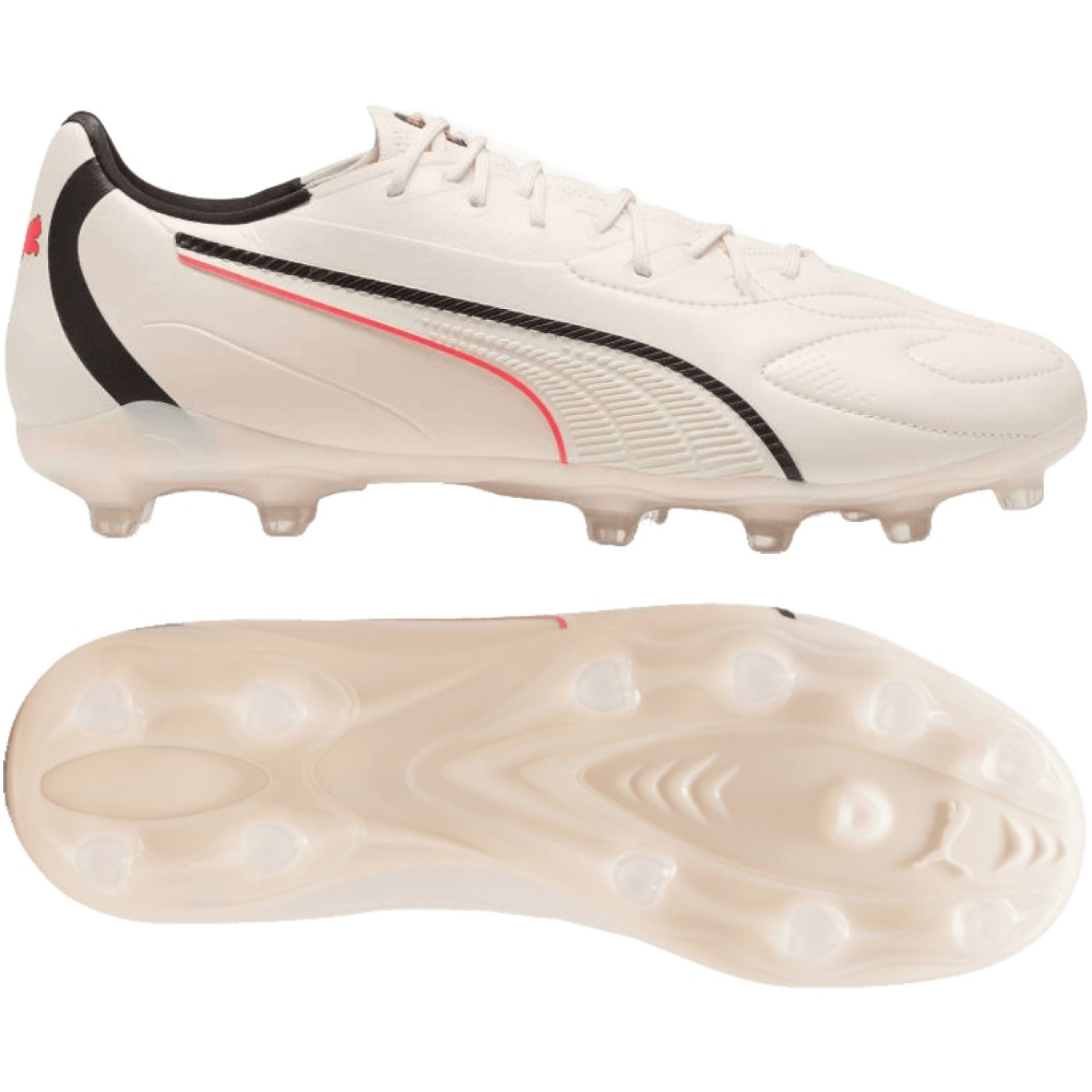 PUMA King 20 Match Grass/Artificial Grass Football Boots (MG) Off White Black Red