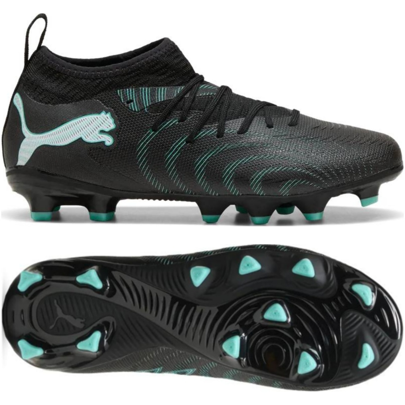 PUMA Future 9 Match Grass/Artificial Grass Football Boots (MG) Kids Black Intense Mint White