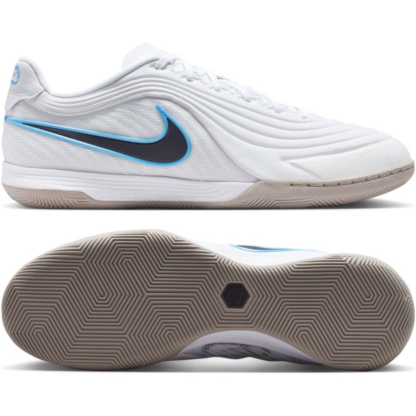 Nike Tiempo Reactgato Indoor Football Shoes (IN) White Light Blue Black Grey