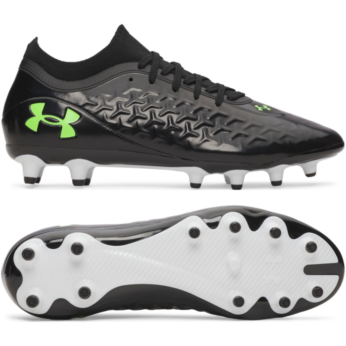 Under Armour Magnetico Pro 6 Grass Football Boots (FG) Black Metallic Black Neon Green