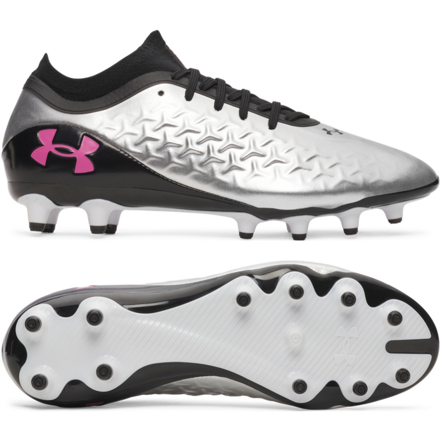 Under Armour Magnetico Pro 6 Grass Football Boots (FG) Black Metallic Silver Hot Pink