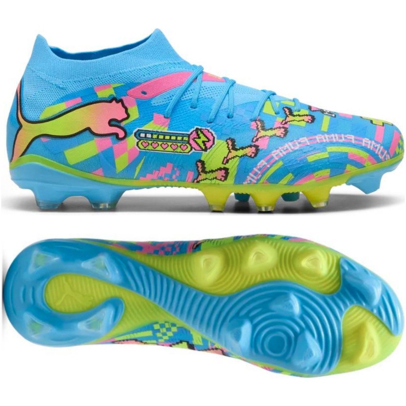 PUMA Future 9 Match ADV Gras / Kunstgras Voetbalschoenen (MG) Felblauw Felroze Neongroen