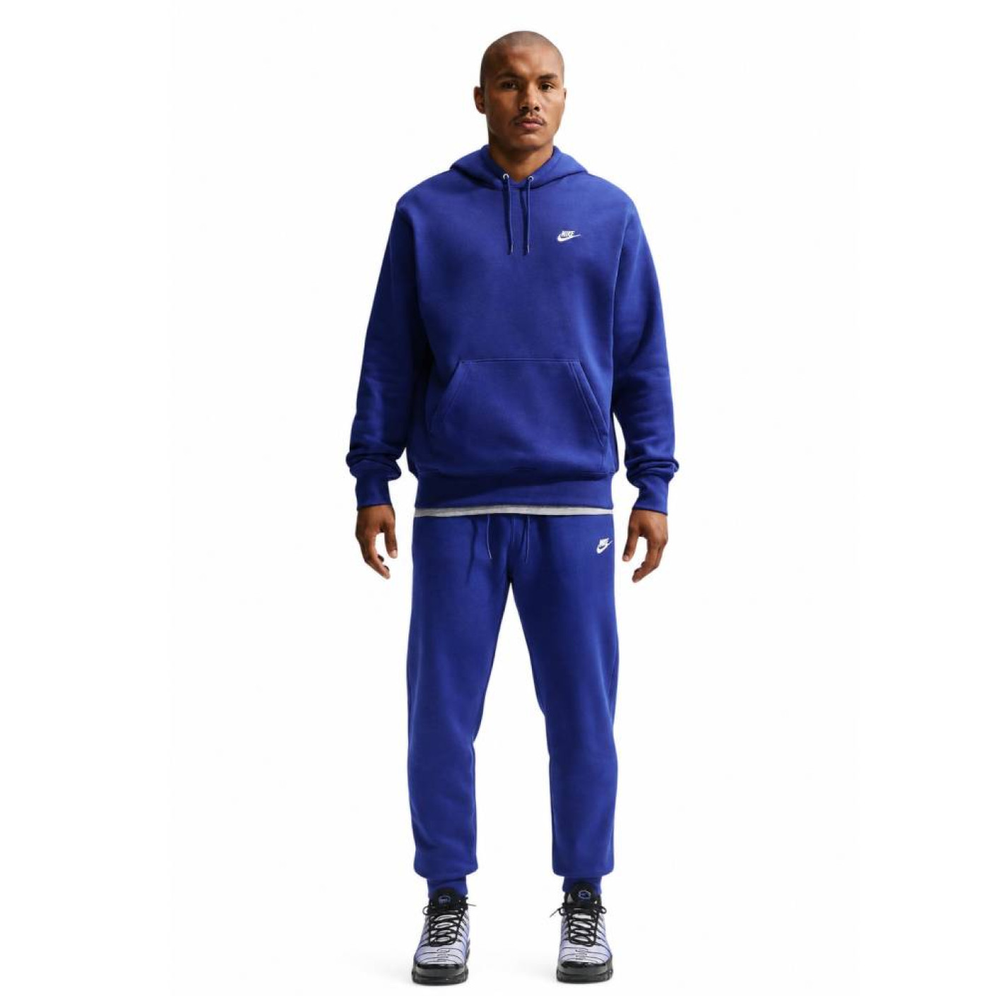 Nike Sportswear Club Fleece Trainingspak Hooded Felblauw Wit