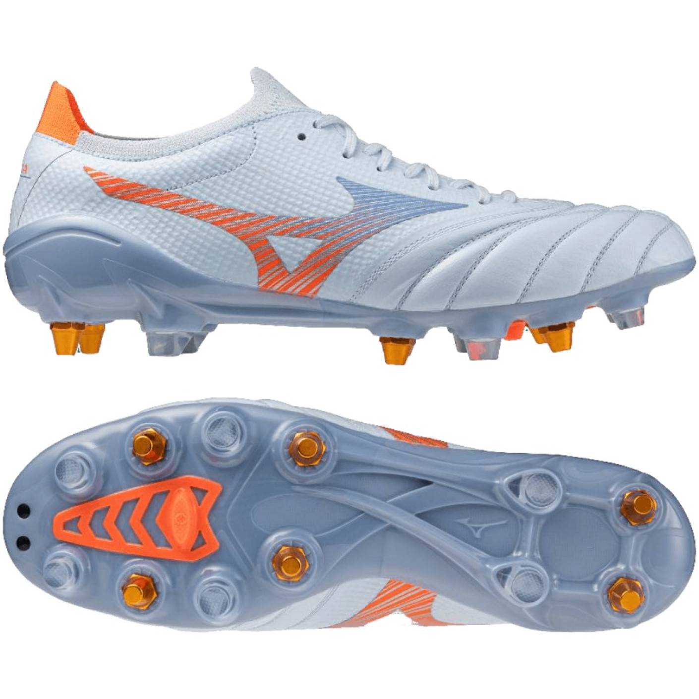Mizuno Morelia Neo V Beta Elite IJzeren-Nop Voetbalschoenen (SG) Lichtblauw Blauw Oranje