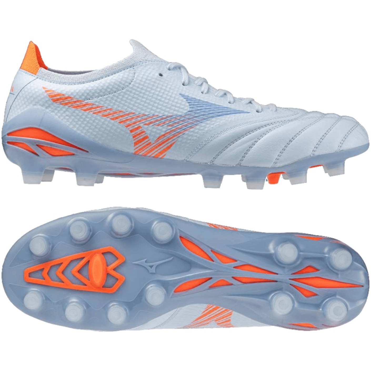Mizuno Morelia Neo V Beta Pro Gras Voetbalschoenen (FG) Lichtblauw Blauw Oranje