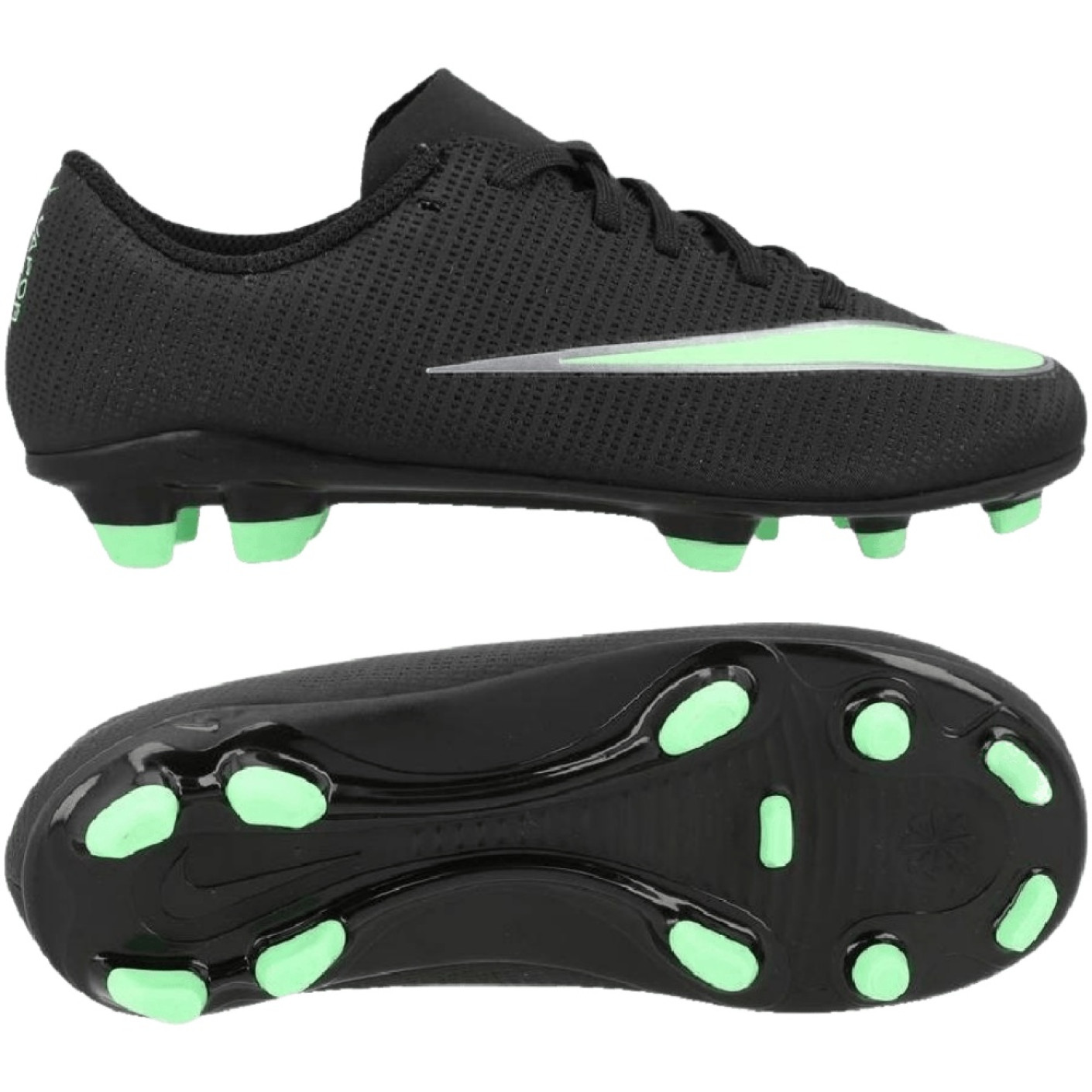 Nike Mercurial Vapor 17 Club Gras / Kunstgras Voetbalschoenen (MG) Peuters/Kleuters Zwart Felgroen Zilvergrijs